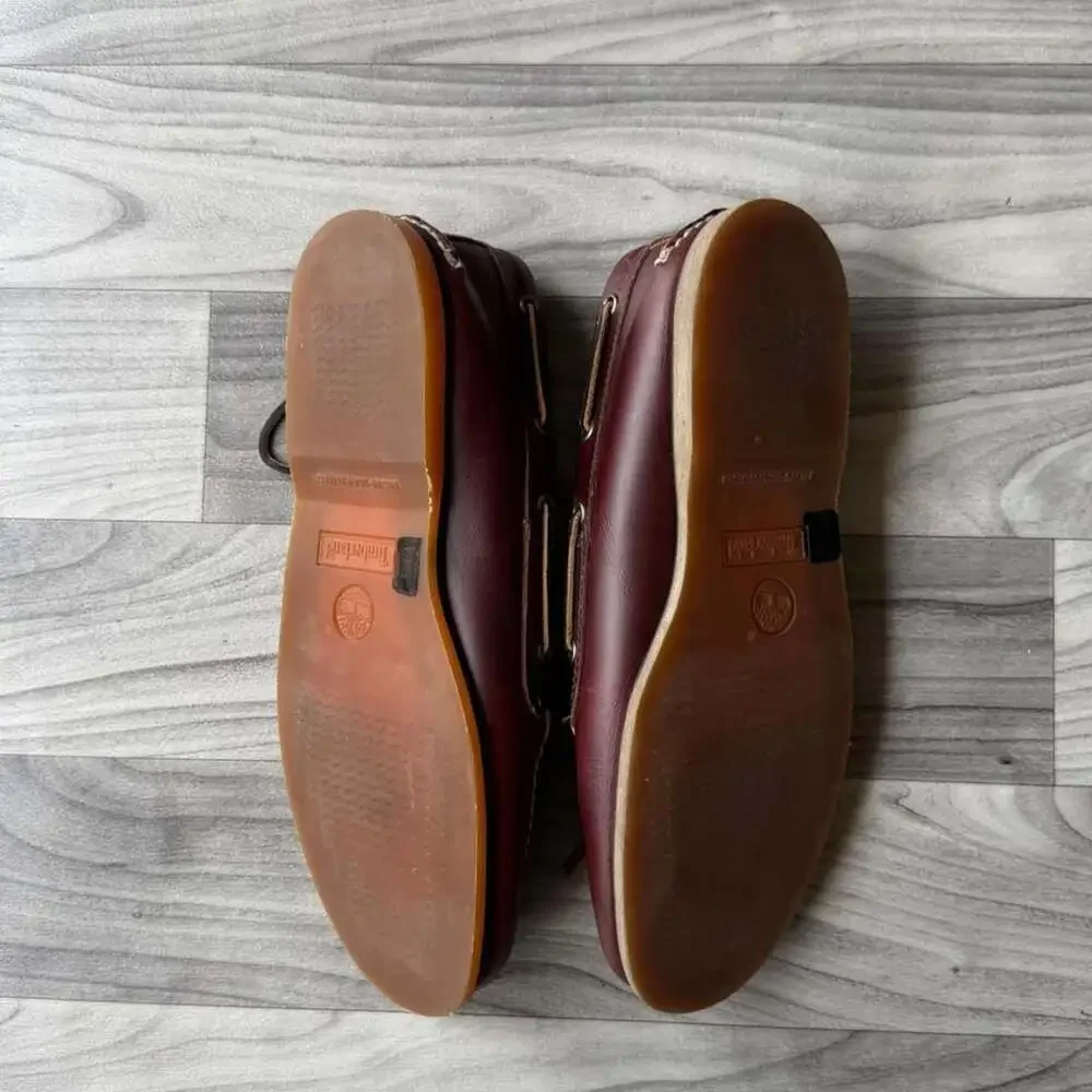 Vintage Timberland Classic 2-Eye Boat Shoes Mens Size 12 Brown Leather